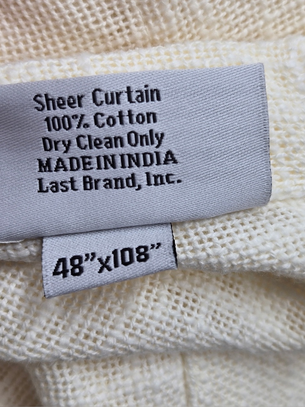 QUINCE Set Of 4 48x108 Cotton Sheer Curtains Ivory 0848 - Picture 7 of 12